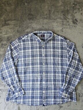 Untuckit Morenillo Blue Plaid Flannel Button Up Shirt Size 3XL